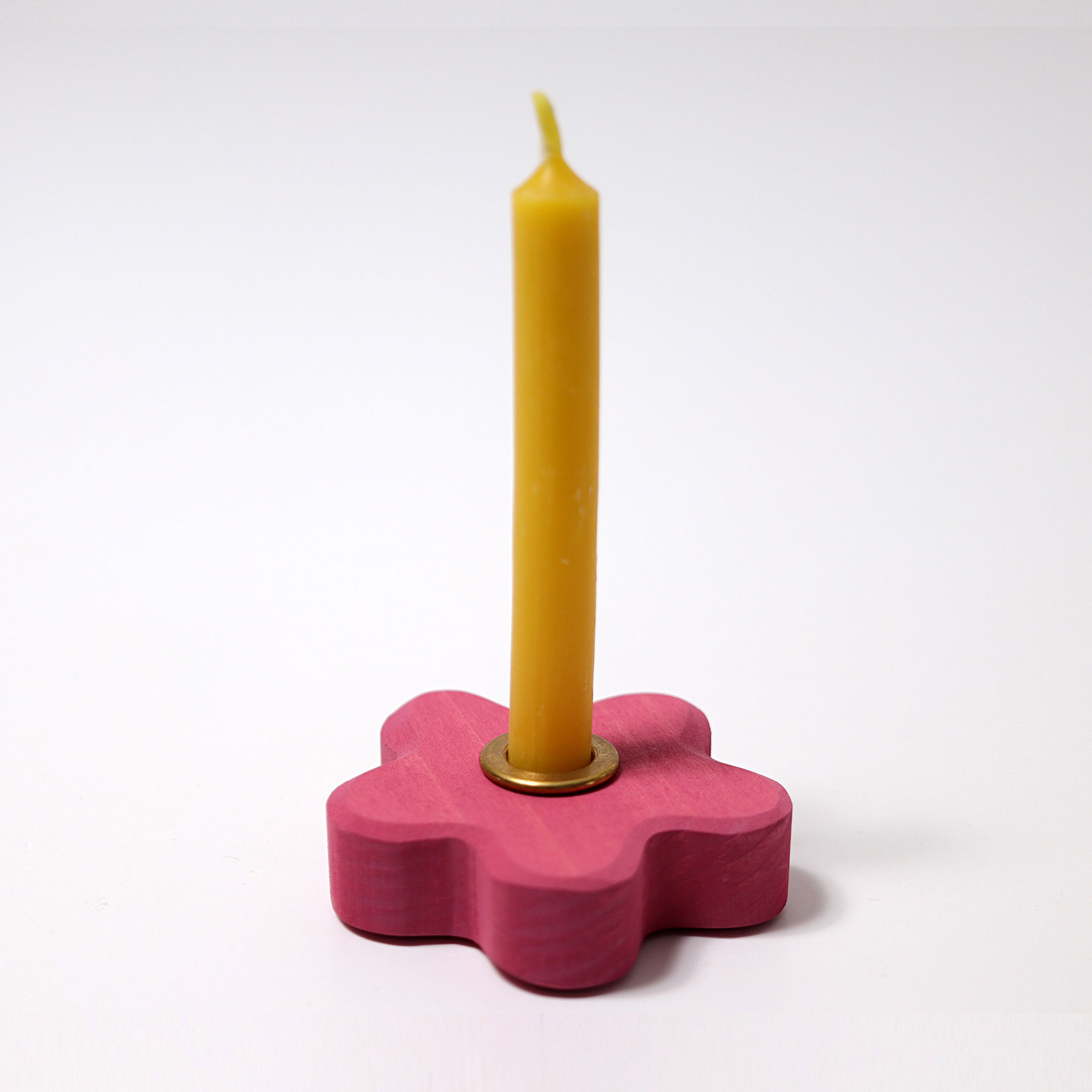 Grimm's candeliere fiore rosa legno 8 cm compleanno