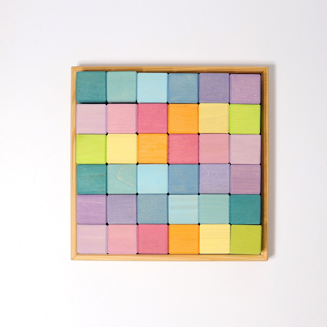 Grimm's Pastel Mosaic set 36 cubi costruzioni in legno