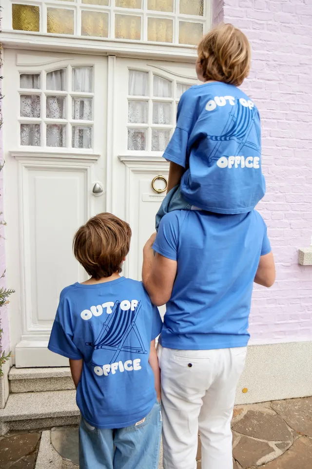 Ella and Rapha Out of Office t-shirt blu bimbo cotone