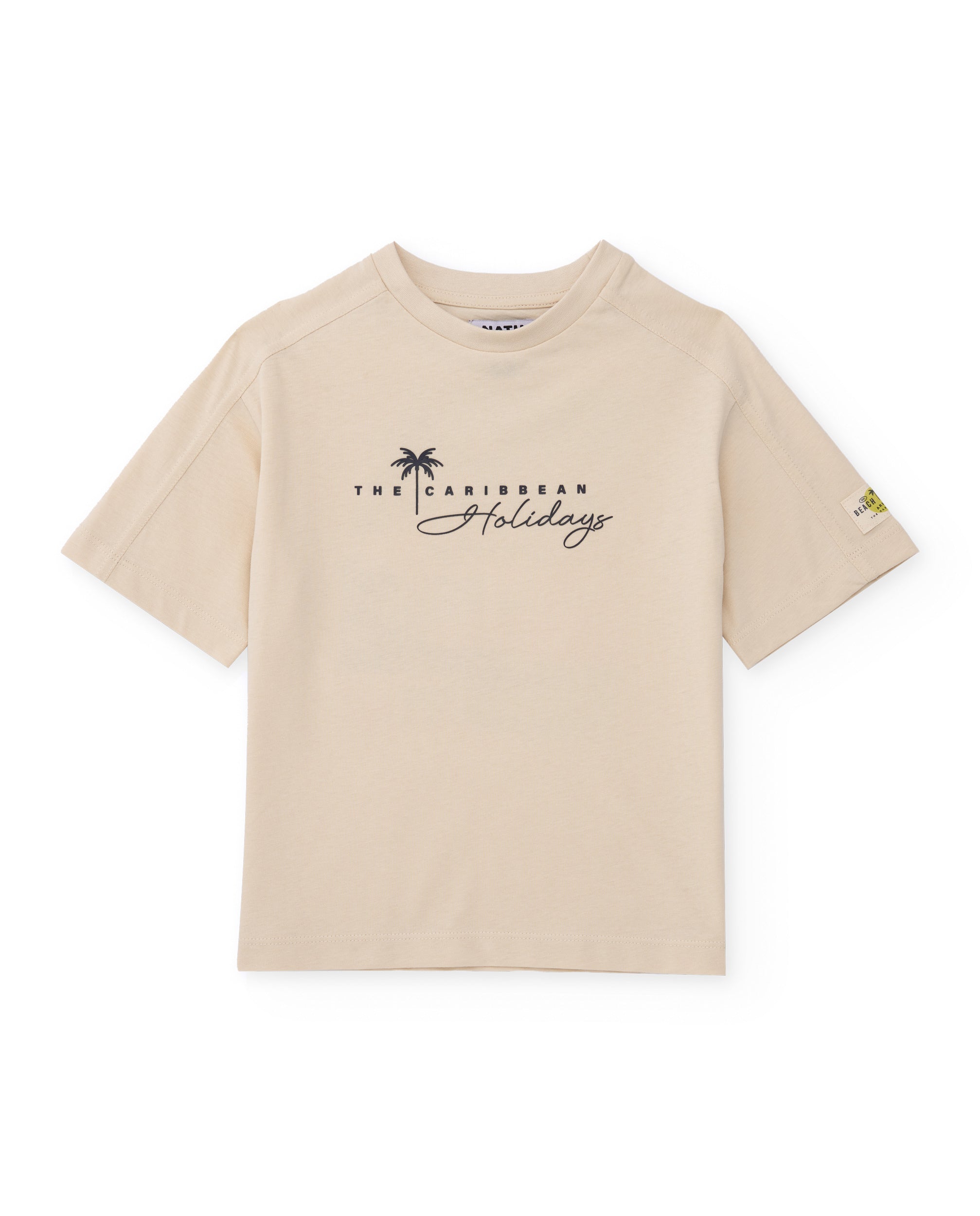 Tuc Tuc maglietta bambino beige stampa caraibica