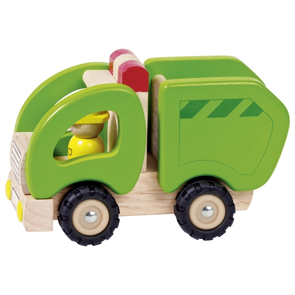 Goki camion nettezza urbana legno verde bimbi