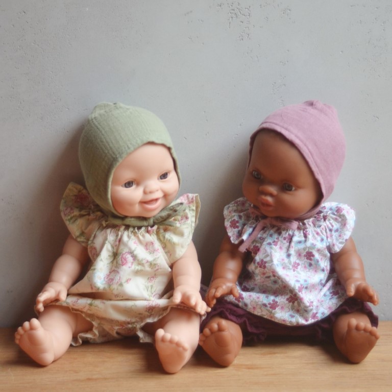 Minikane cuffietta mussola bambola rosa 34 cm cotone