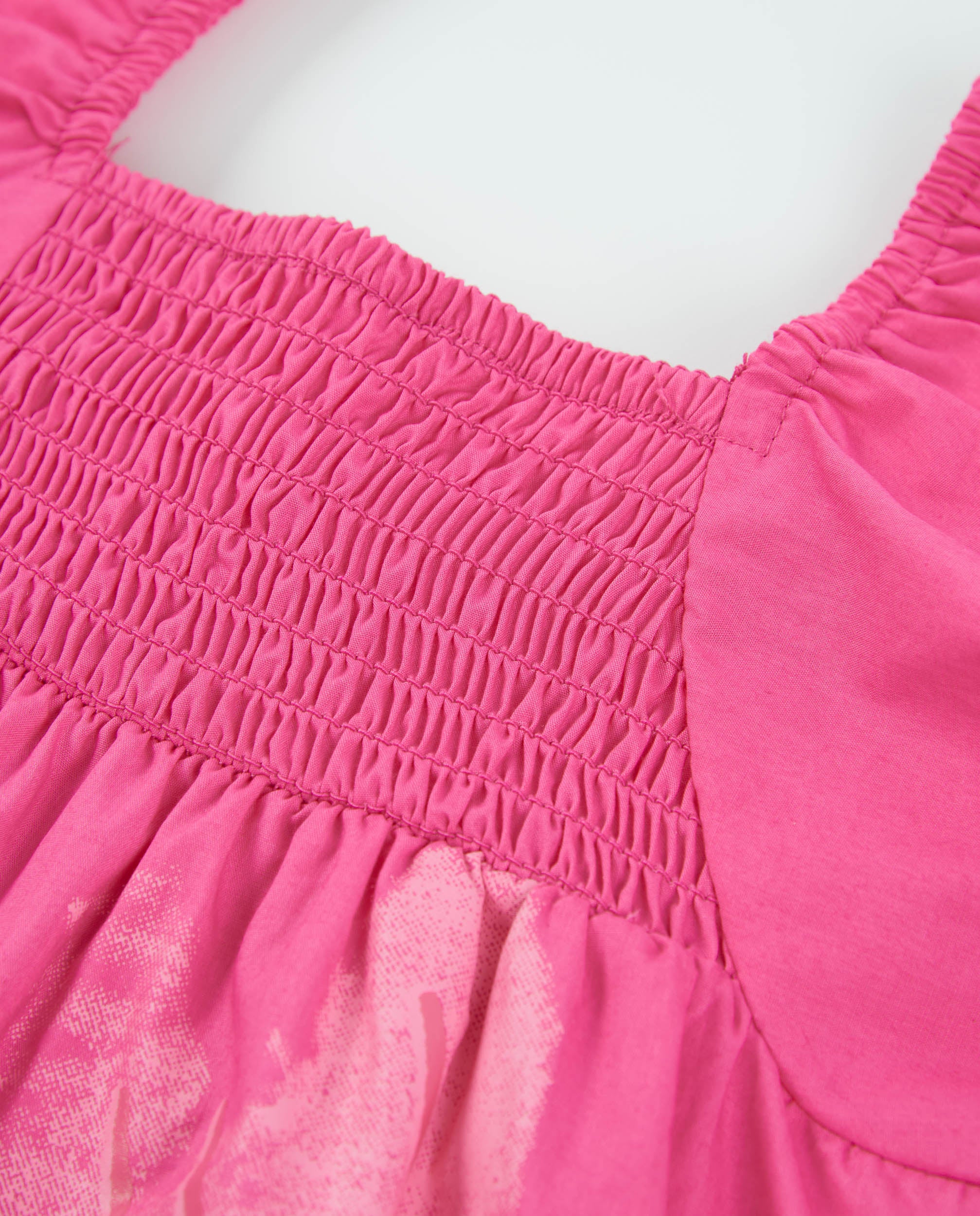 Tuc tuc vestito bambina fucsia fiori smock manica volant