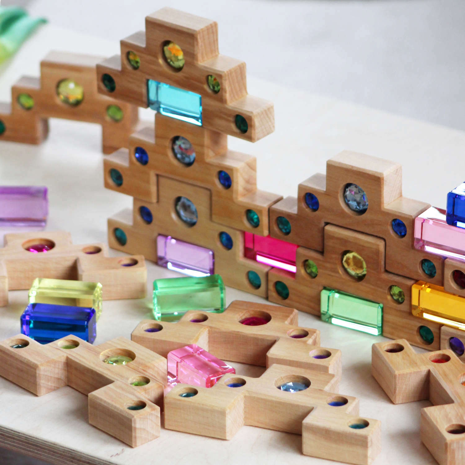 Bauspiel Color Stairs set costruzioni legno 16 pezzi pastello