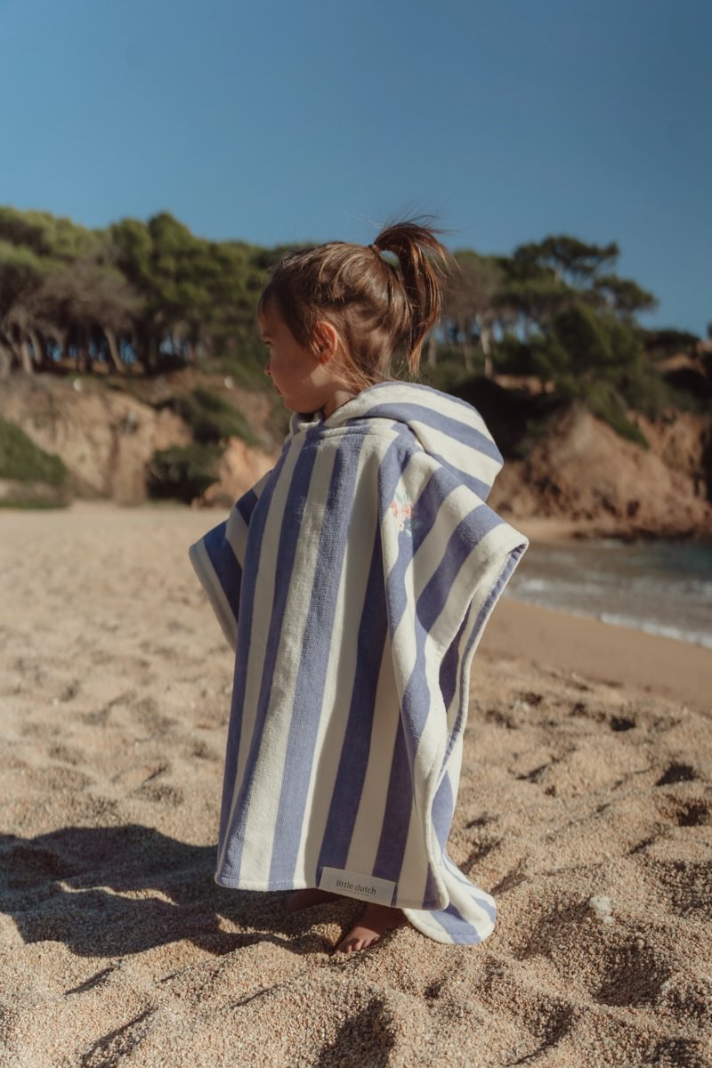 Little Dutch Poncho Mare Bambina Righe Blu Cotone Bio
