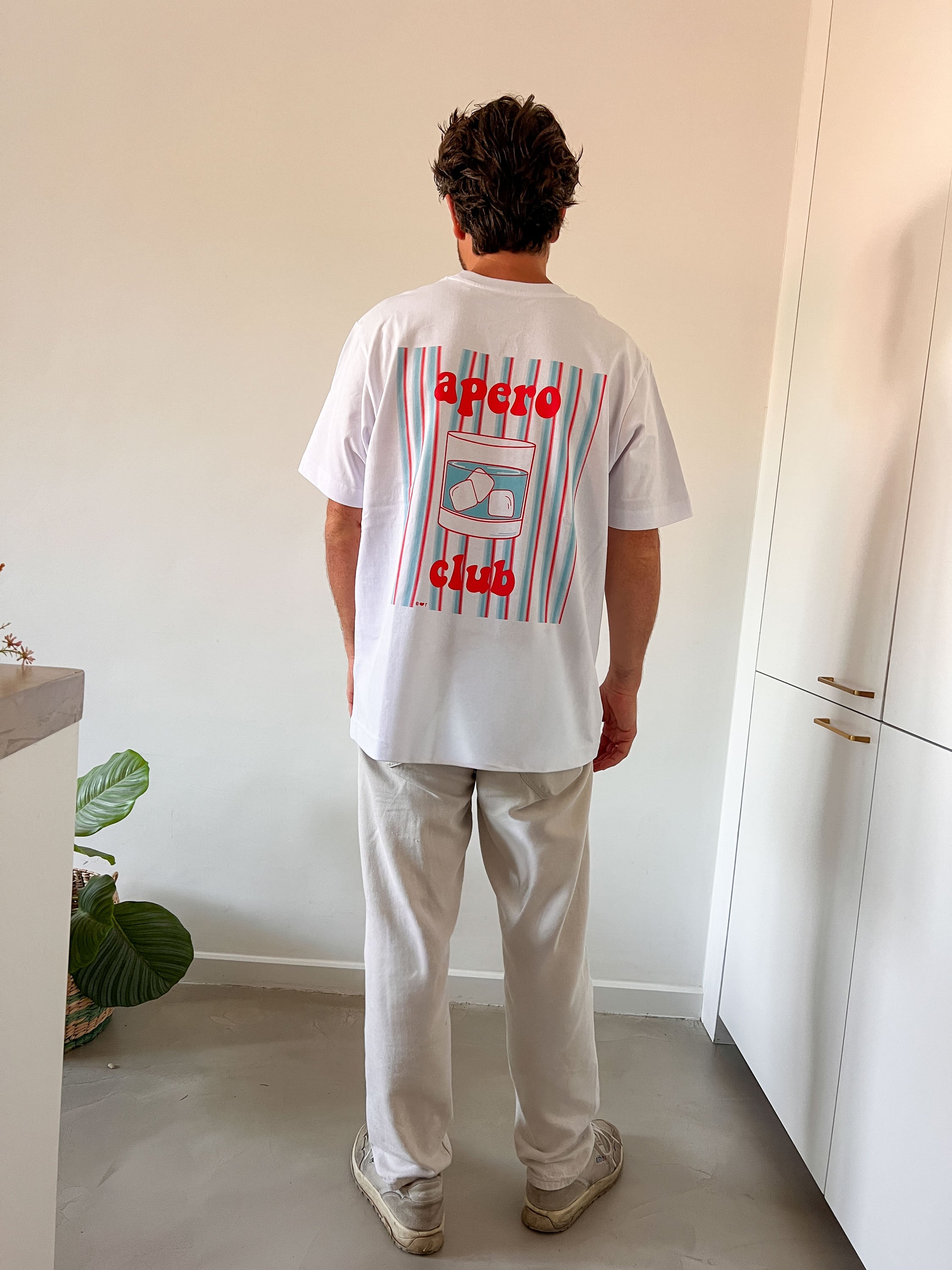 Ella and Rapha APERO CLUB PRINT t-shirt bianca loose fit