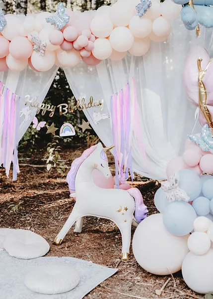 PartyDeco Unicorno palloncino foil autoportante 95x86 cm