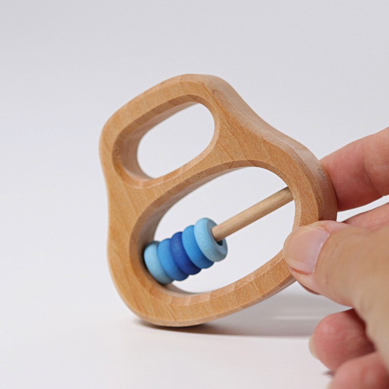 Grimm's Klipp Klapp Anello Sonaglio Legno Blu 0+ 8 cm