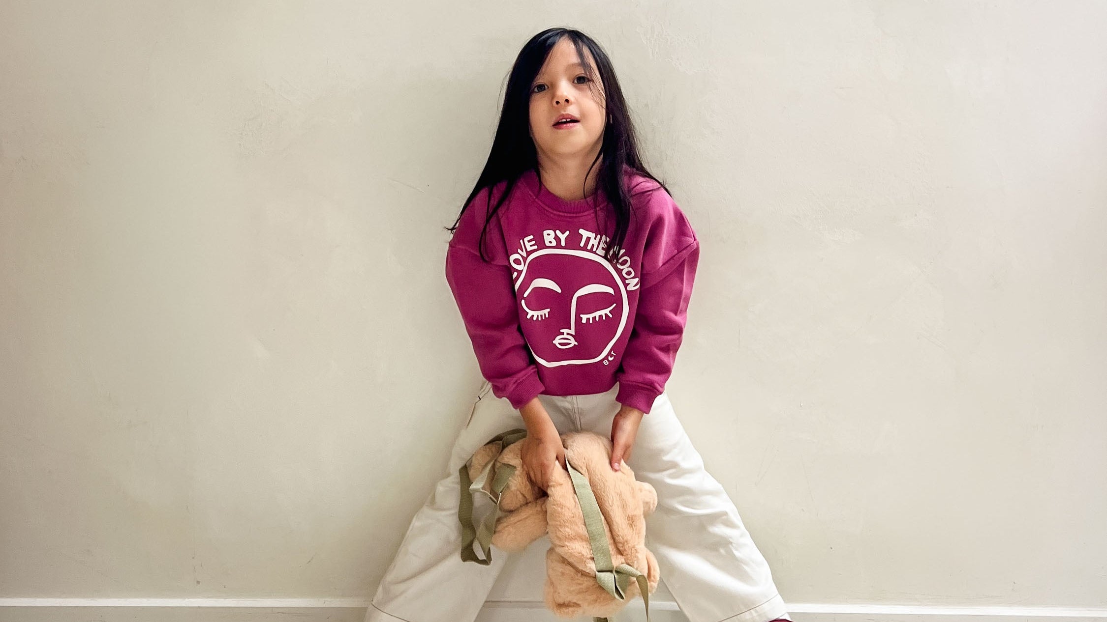 Ella and Rapha Love by the Moon felpa bimba rosa cotone
