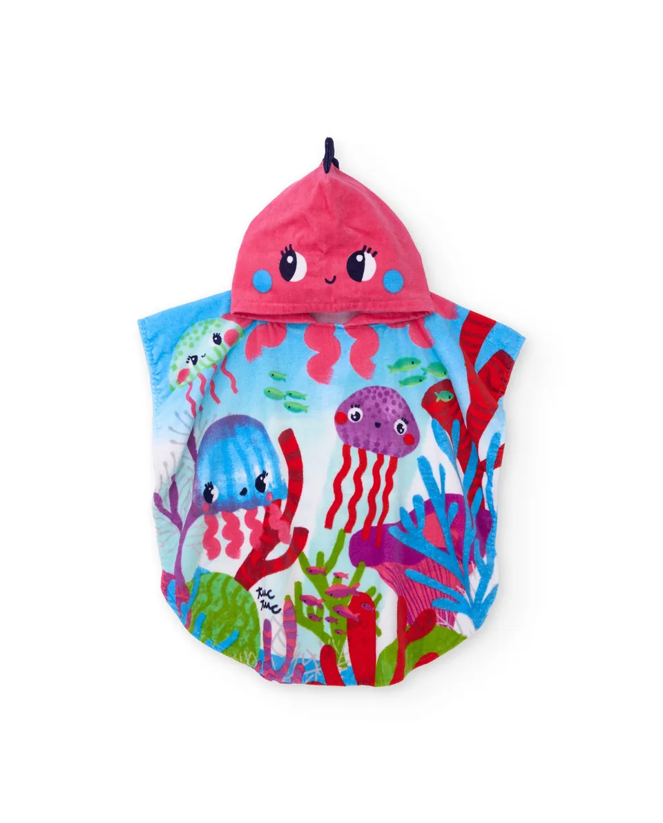 Tuc Tuc poncho mare bambina con cappuccio blu taglia unica