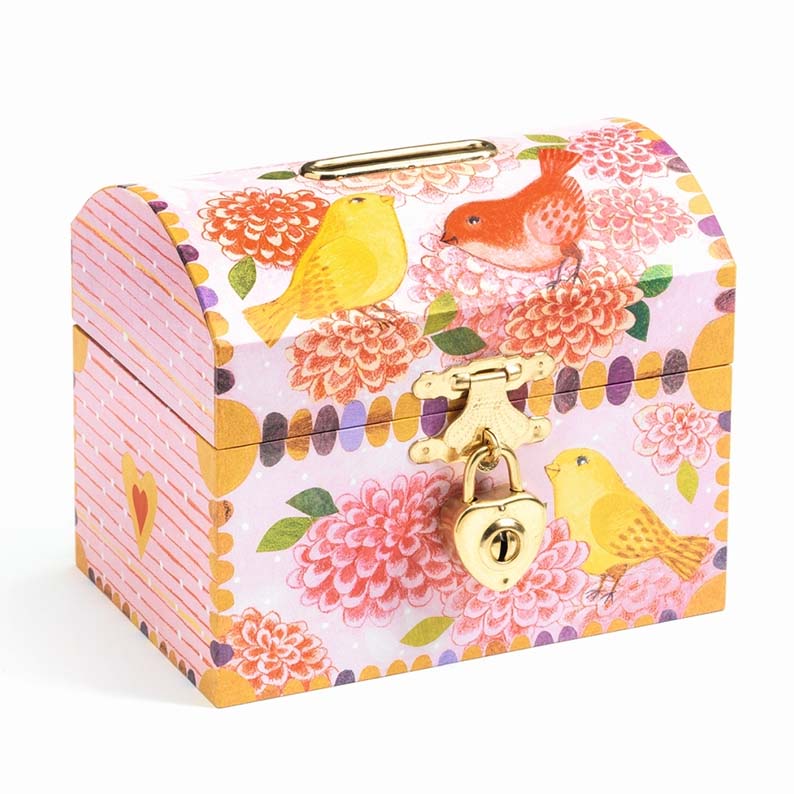 Djeco Baule Birds salvadanaio bambini con chiave