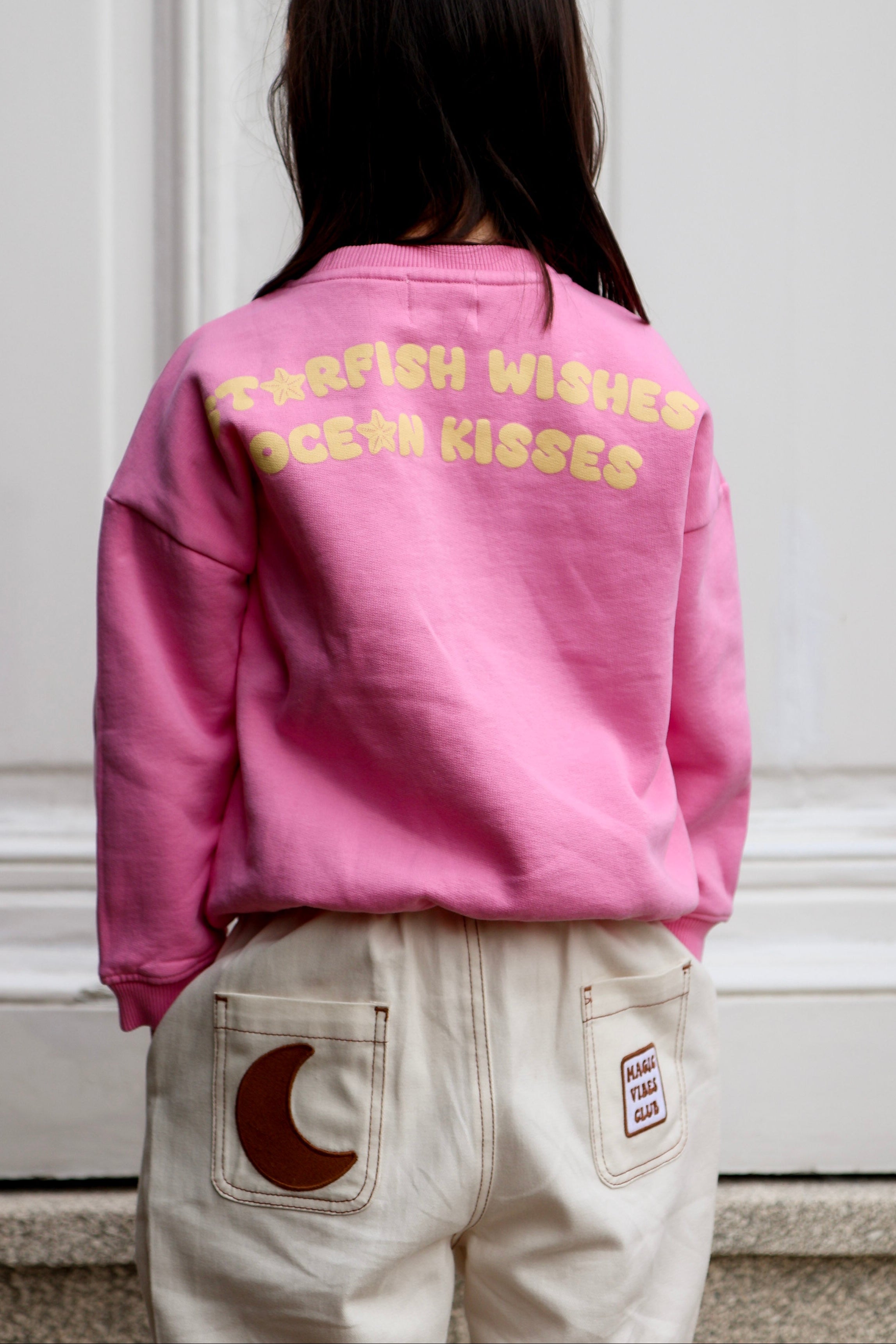 Ella and Rapha little STARFISH sweatshirt felpa rosa oversize