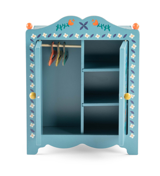 Moulin Roty Les Minouchkas Armadio per Bambole Giallo in Legno
