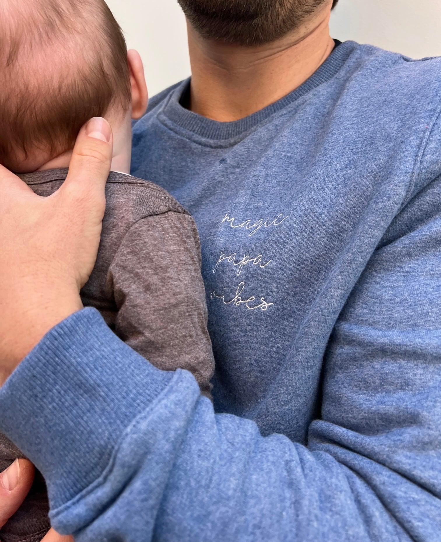 Ella and Rapha Papa felpa ocean blue cotone bio