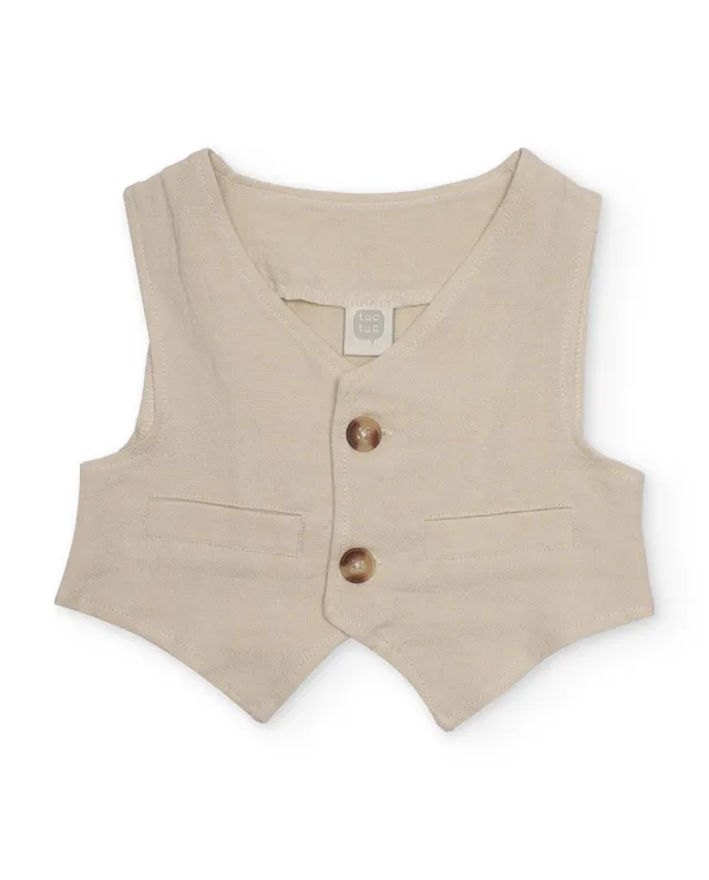 Tuc Tuc gilet bambino beige bottoni cerimonia