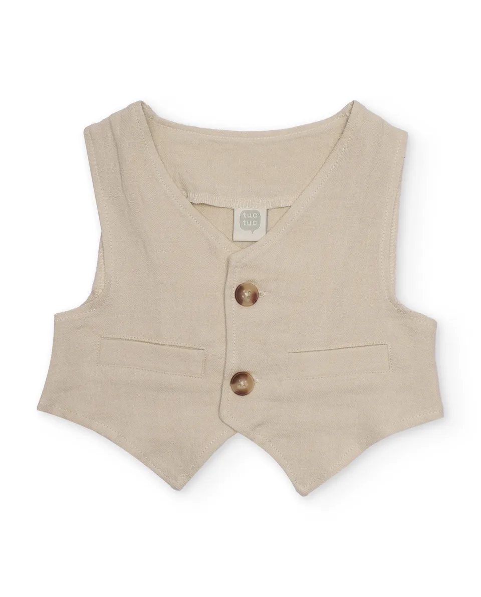 Tuc Tuc gilet bambino beige bottoni cerimonia