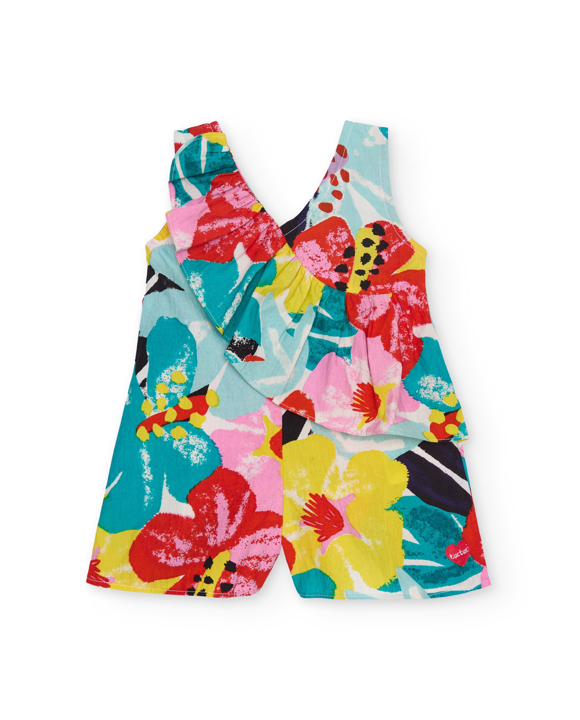 Tuc Tuc pagliaccetto bambina fiori turchese estivo