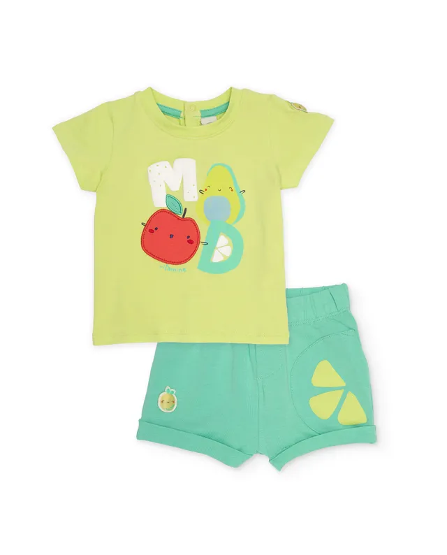 Tuc Tuc completo neonata verde stampa frutta