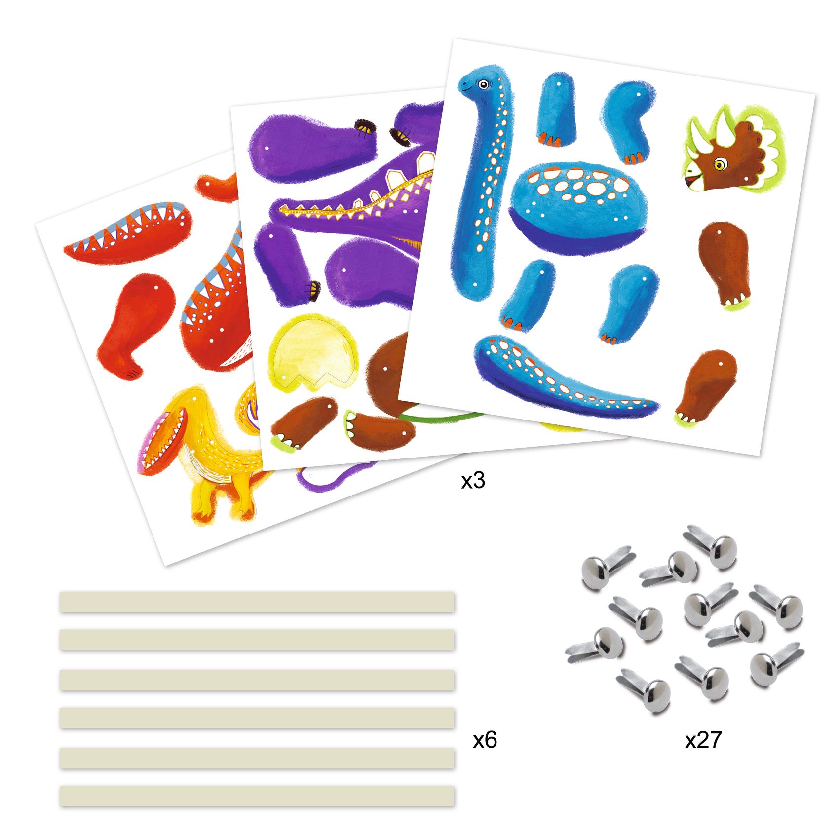 Djeco Jumping Jacks Dinos Kit Marionette 6 Pezzi