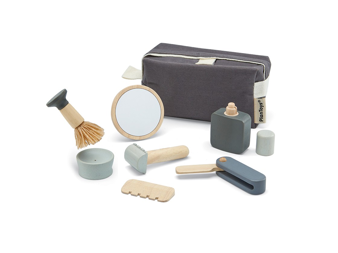 PlanToys Shave Set Barbiere Gioco in Legno 9 Pezzi Sostenibile