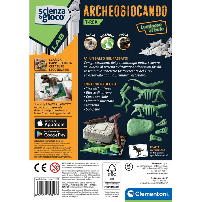 Clementoni Archeogiocando T-Rex kit scavo fosforescente