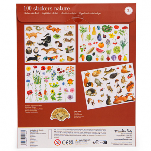 Moulin Roty Le Jardin Natura adesivi 100 pezzi carta