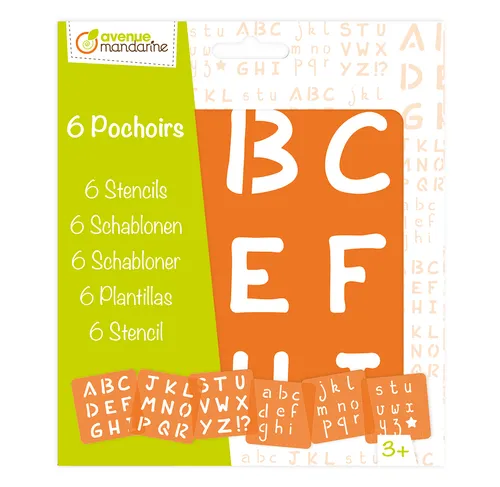 Avenue Mandarine Alfabeto set 6 stencil 15x15 cm