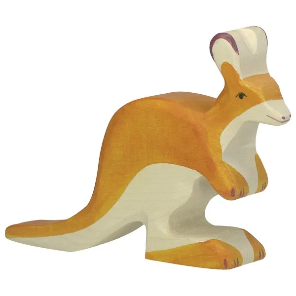 Holztiger Canguro Piccolo Figura Legno Dipinta a Mano