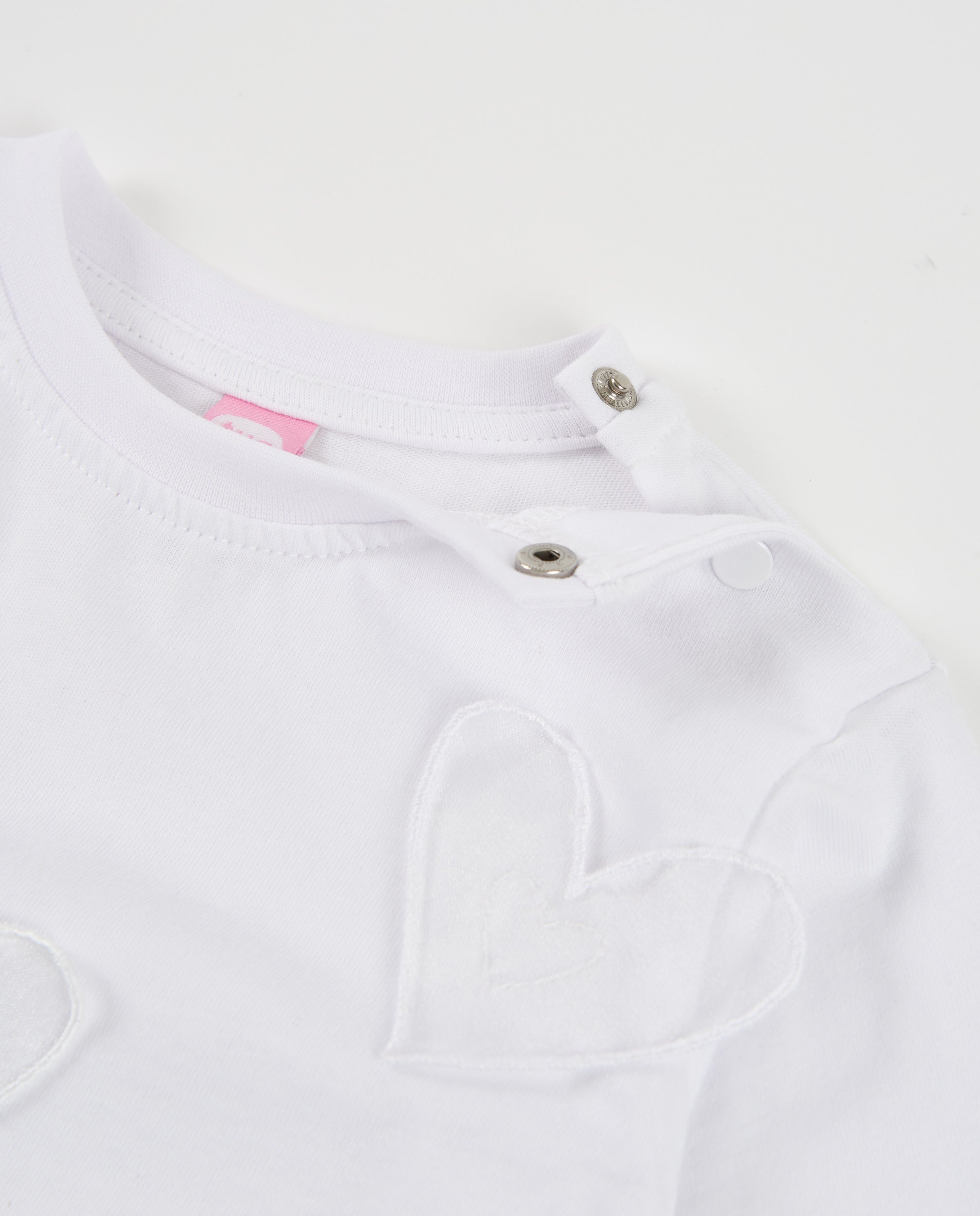 Tuc tuc t-shirt bambina manica lunga cuori bianco cotone