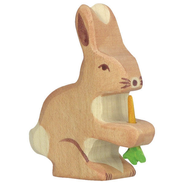 Holztiger Lepre con carota figura in legno