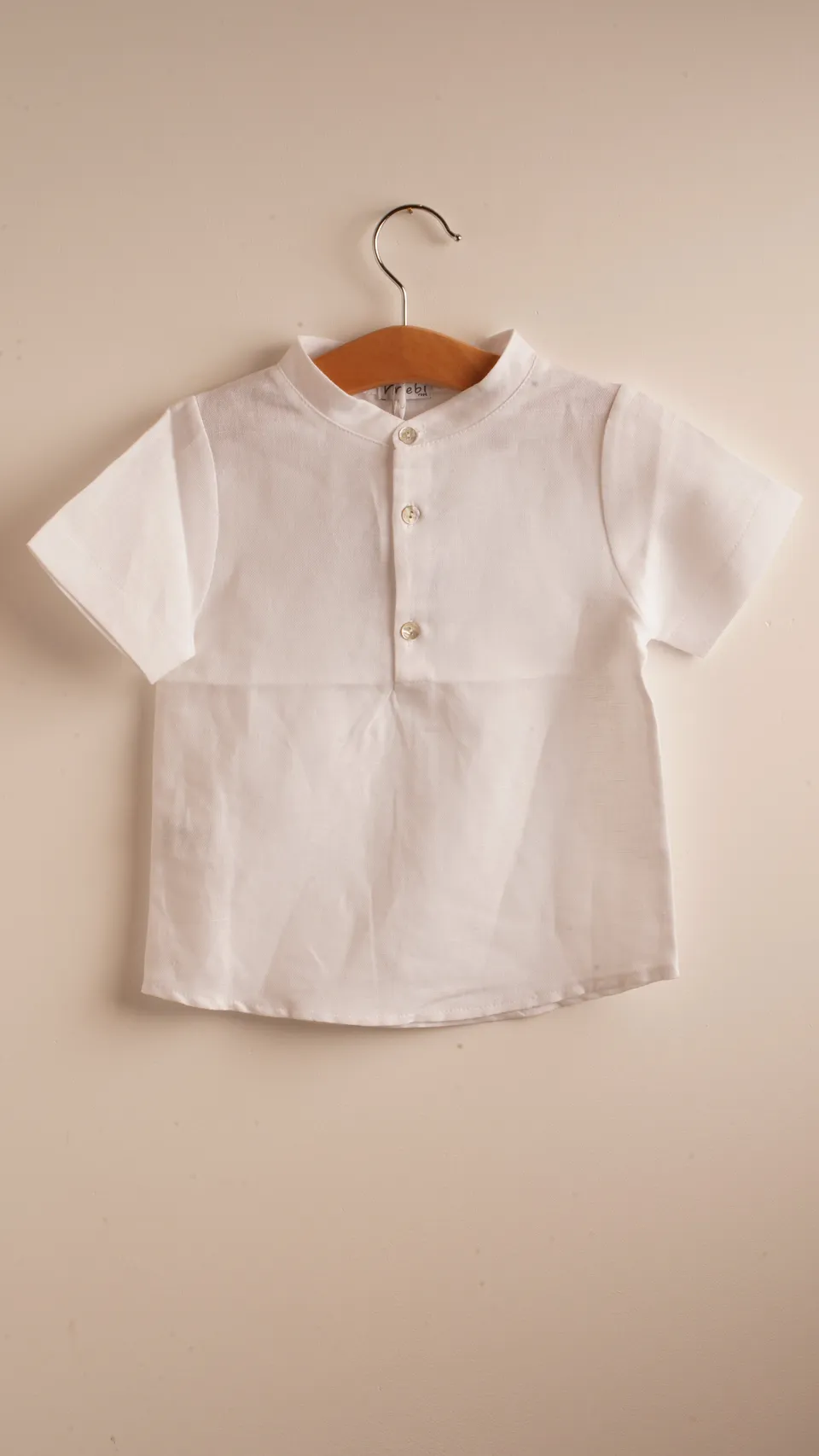 Mebi camicia bimbo lino manica corta tre bottoni