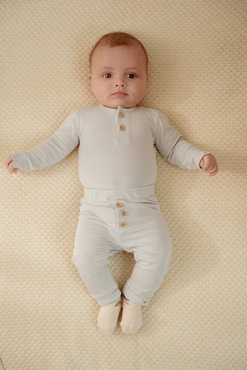 Little Dutch pantalone neonato azzurro cotone bio jacquard