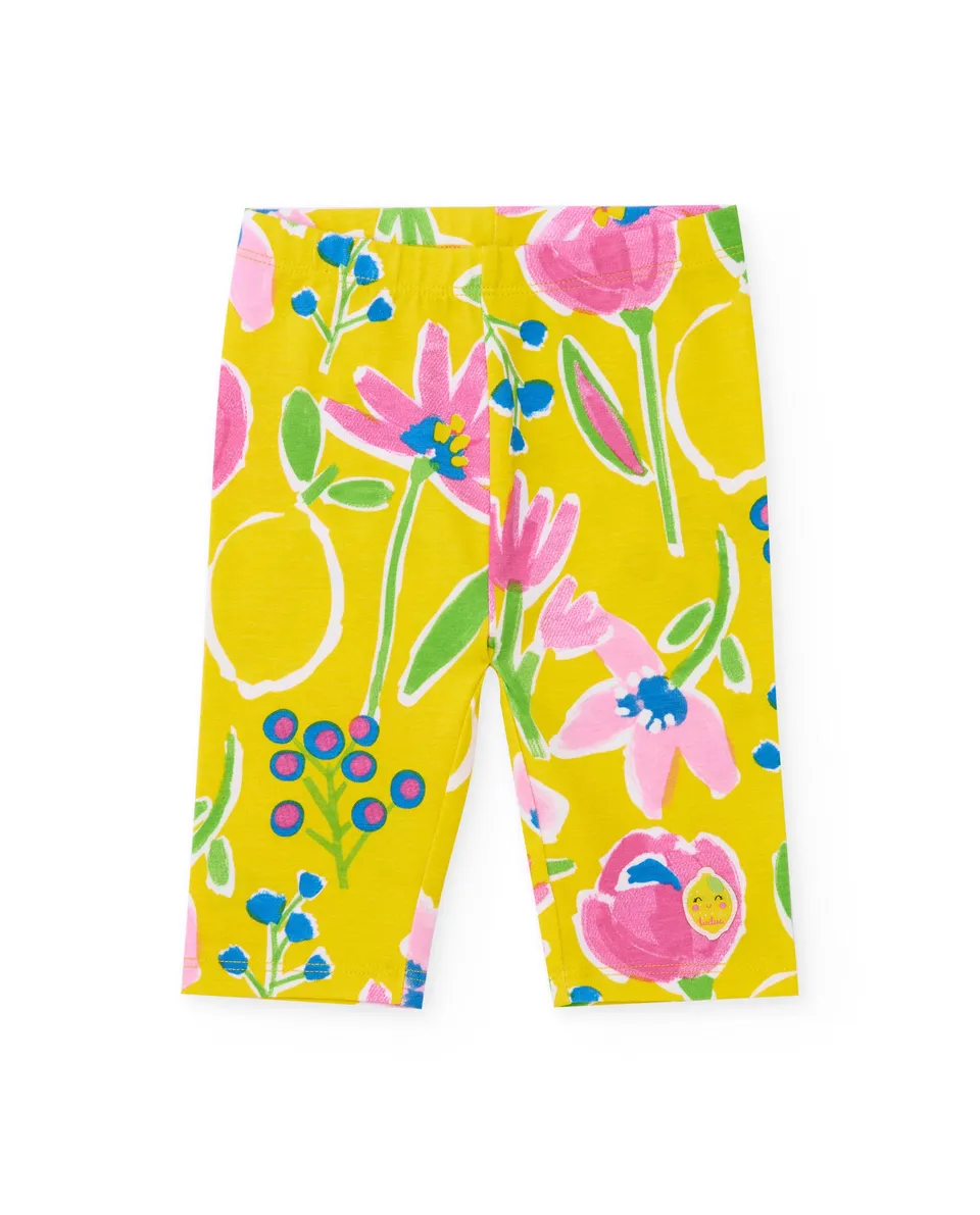 Tuc tuc leggings bambina gialli con fiori