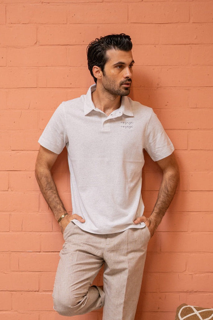 Ella and Rapha Voyage Voyage polo grigio chiaro cotone
