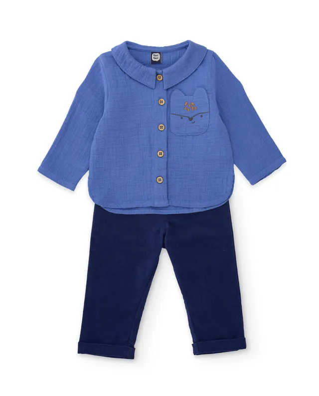 Tuc Tuc completo neonato blu camicia pantalone