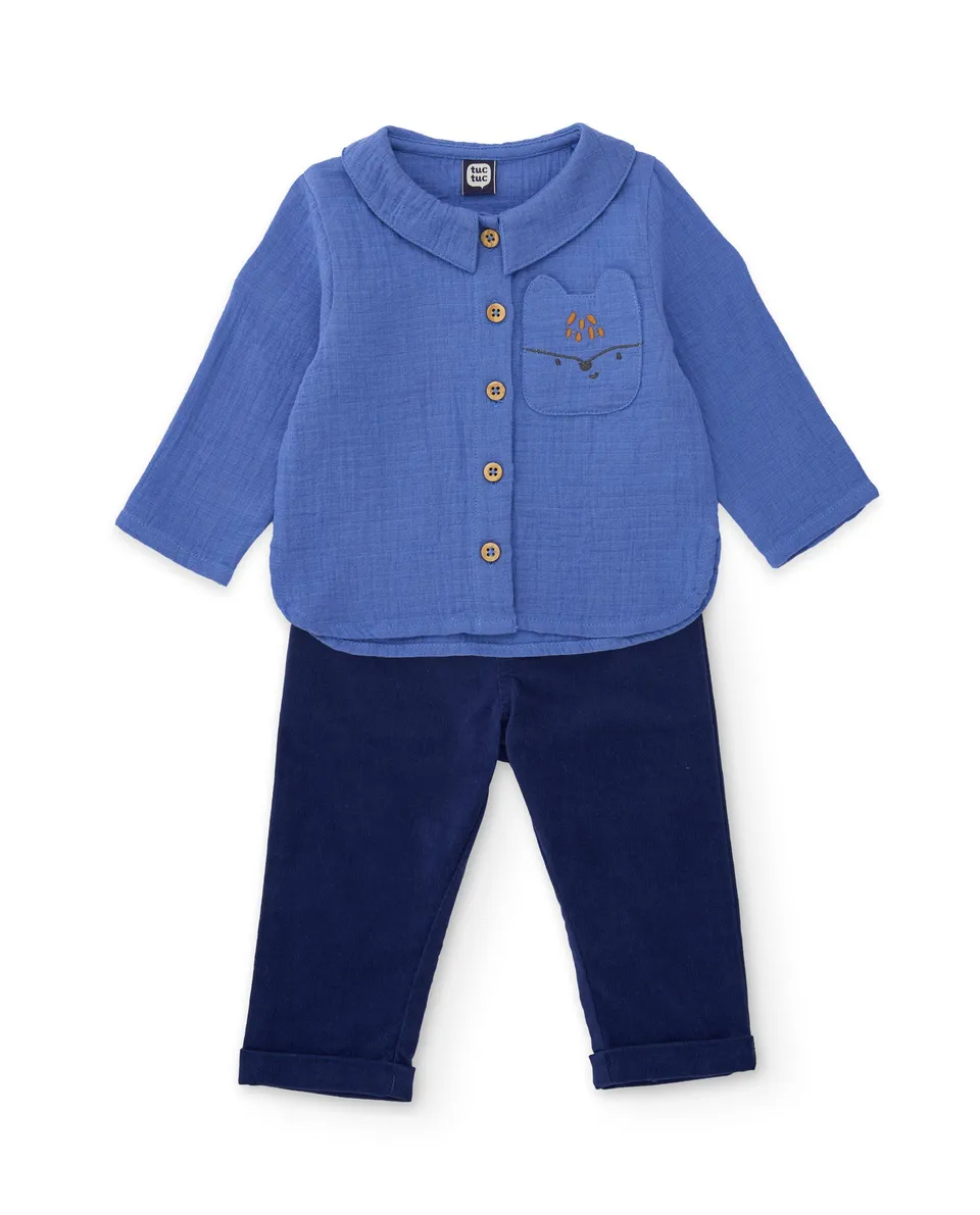 Tuc Tuc completo neonato blu camicia pantalone
