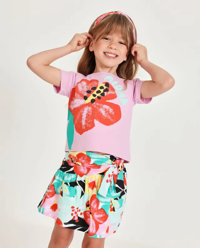Tuc Tuc completo bambina Aloha rosa fiore 2 pezzi