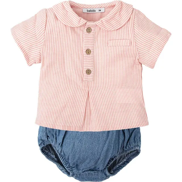 Babidu camicia a righe completo neonato 3 mesi cotone