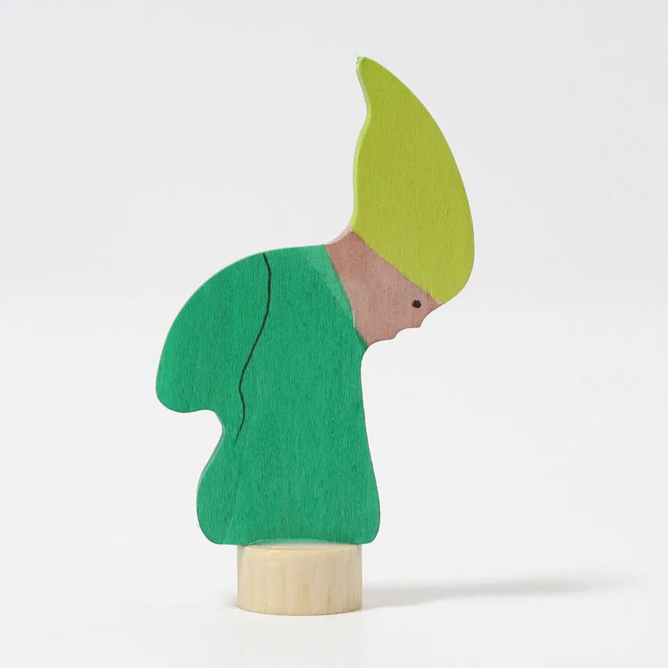 Grimm's gnomo verde figura in legno dipinta a mano 6 cm