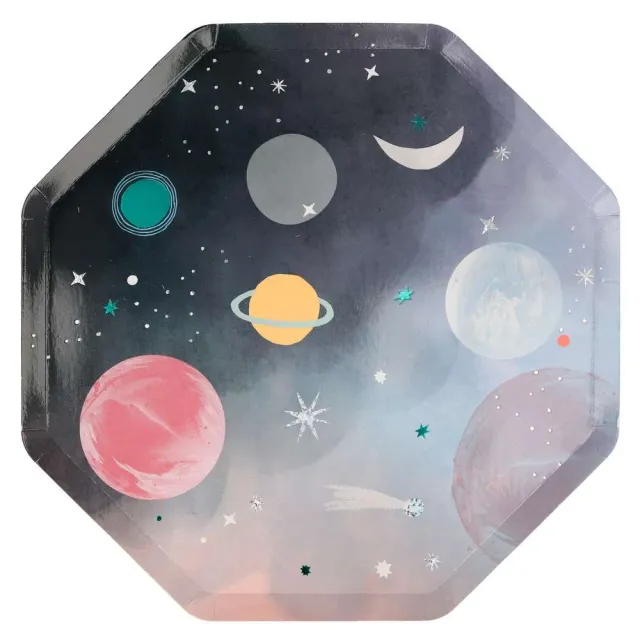 Meri Meri Space Dinner piatti carta 8 pezzi blu