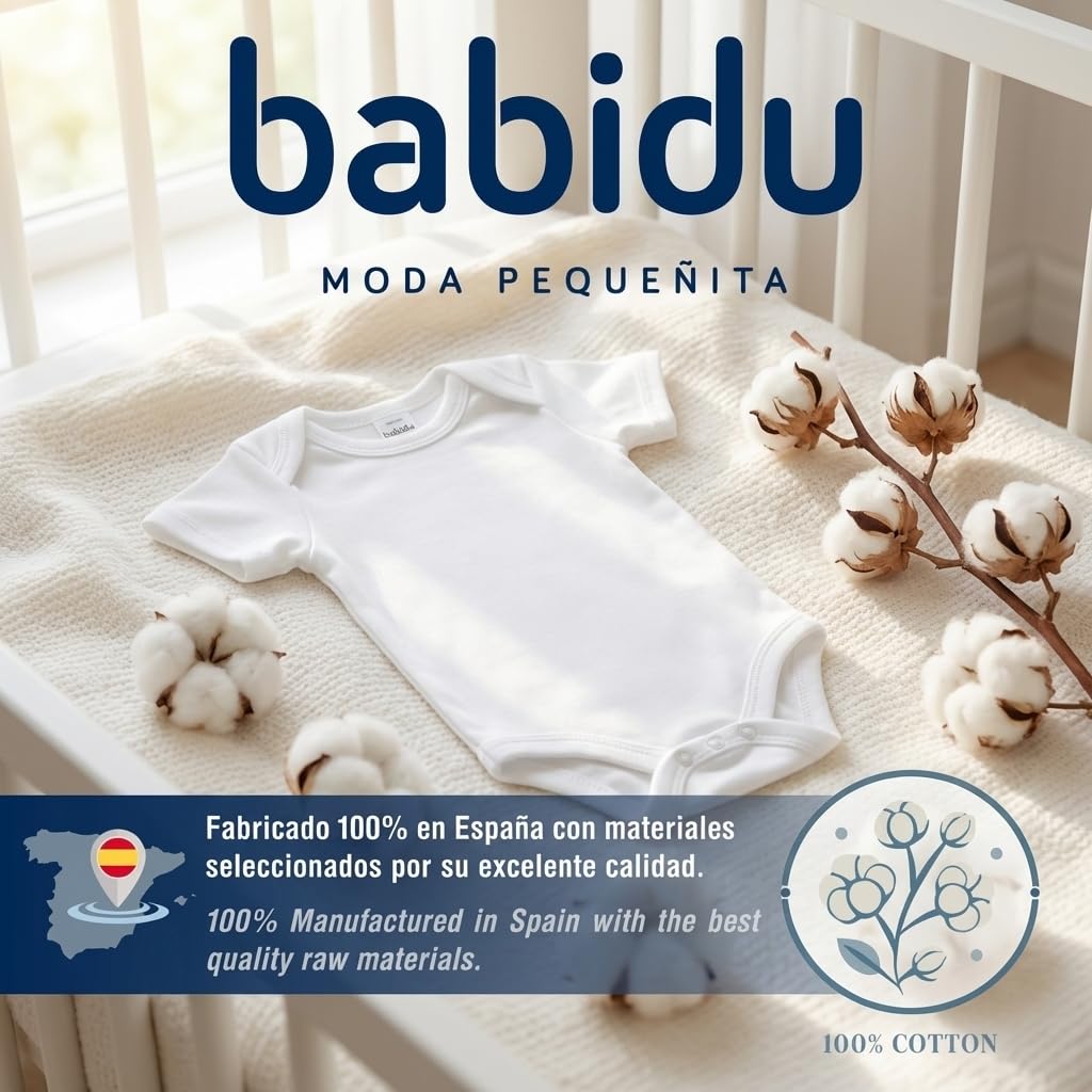 Babidu Bambù body neonato bianco 9 mesi maniche corte