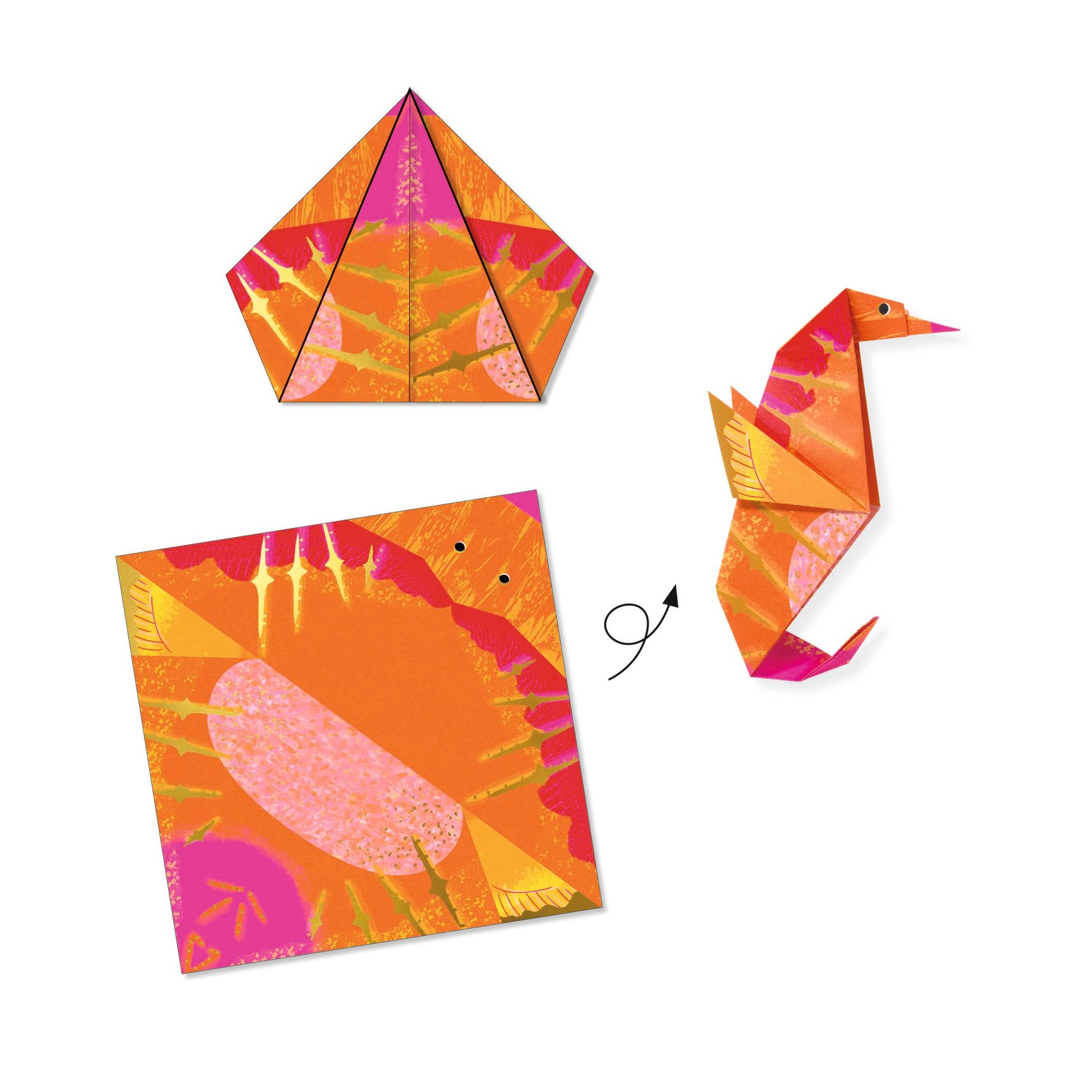 Djeco Origami Sea Creatures set origami 24 fogli oro