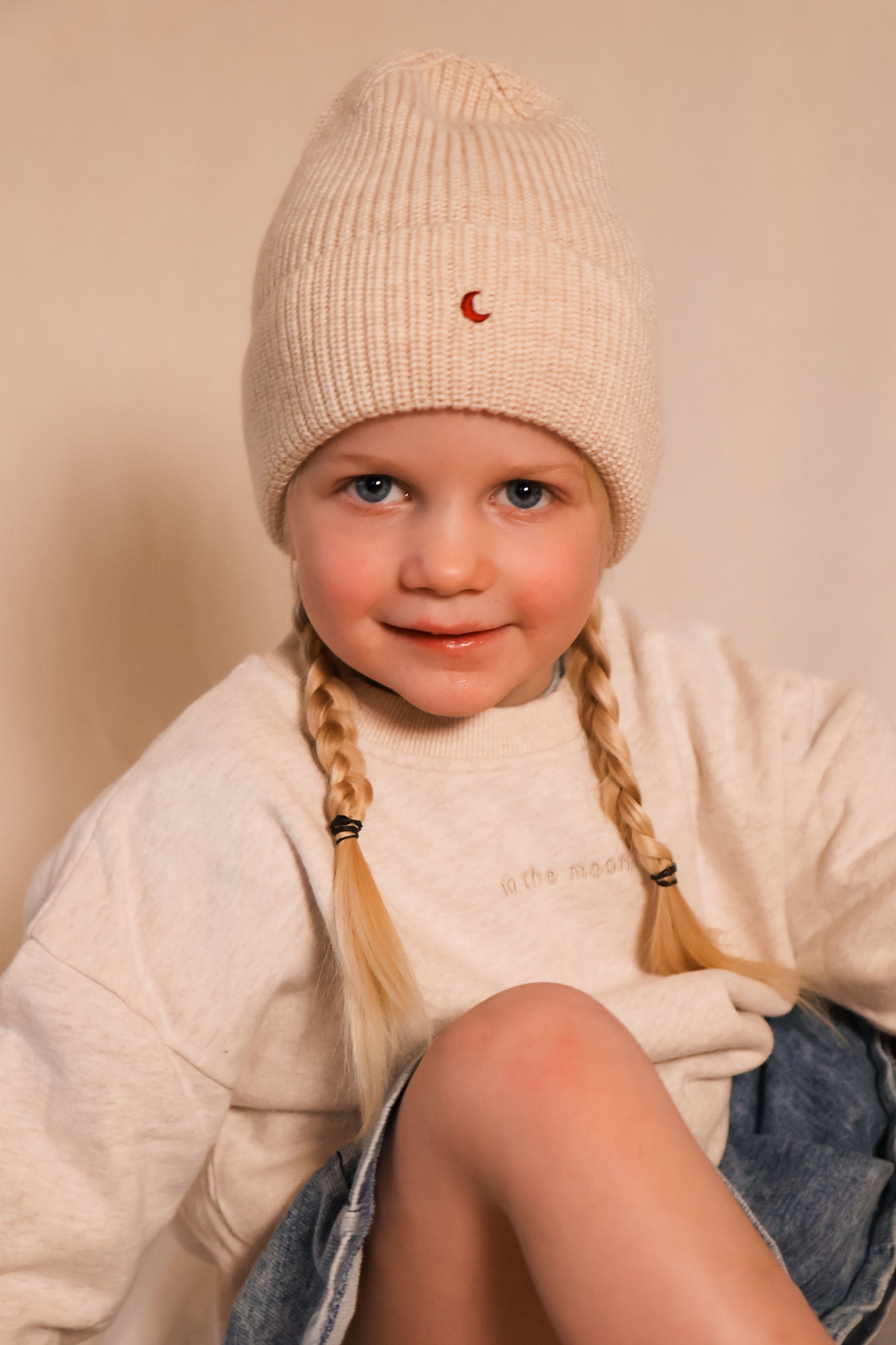 Ella and Rapha To The Moon felpa beige loose fit bimbi