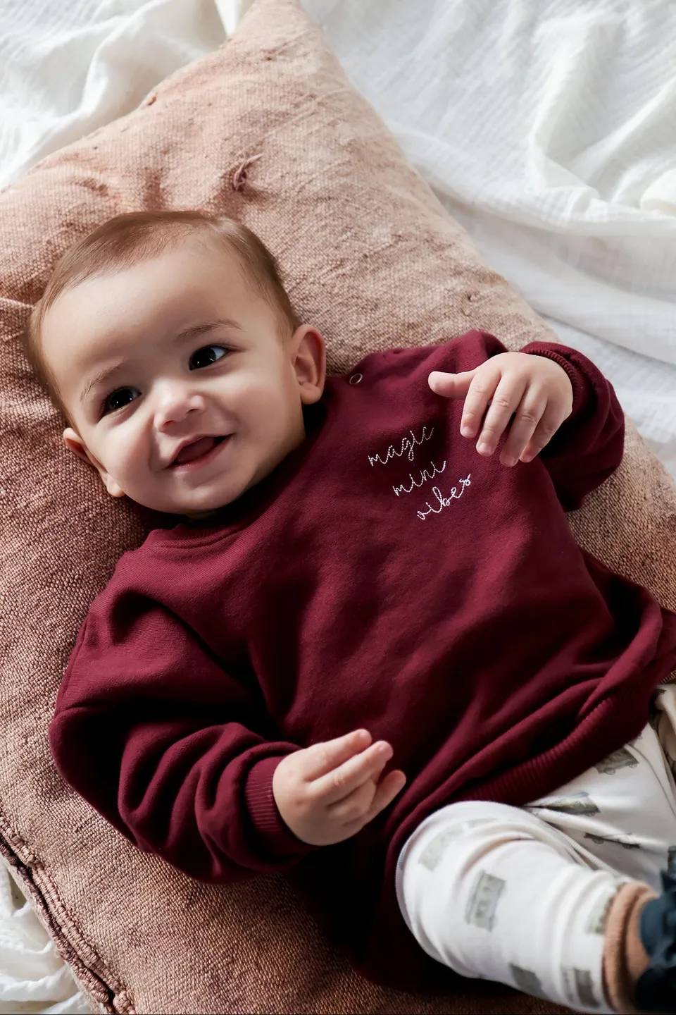 Ella and Rapha MINI felpa bambino bordeaux cotone morbido