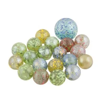 Goki set 21 biglie di vetro glitter 1,6 cm