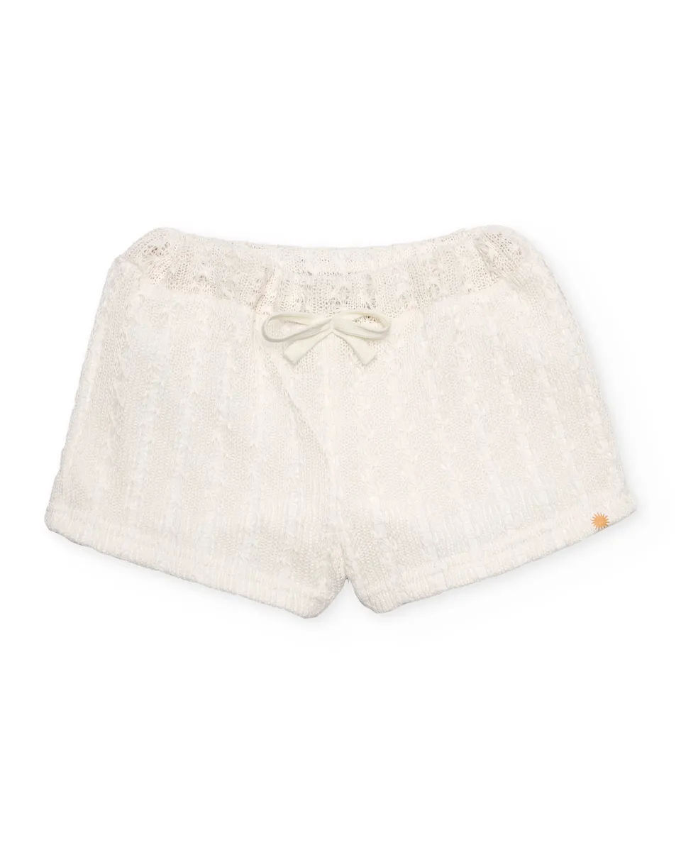 Tuc Tuc shorts bimba traforati bianchi vita elastica