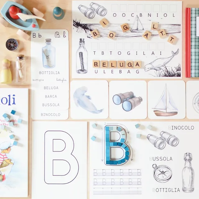 Baboo Abecedario Lettera B Barca schede pdf A4