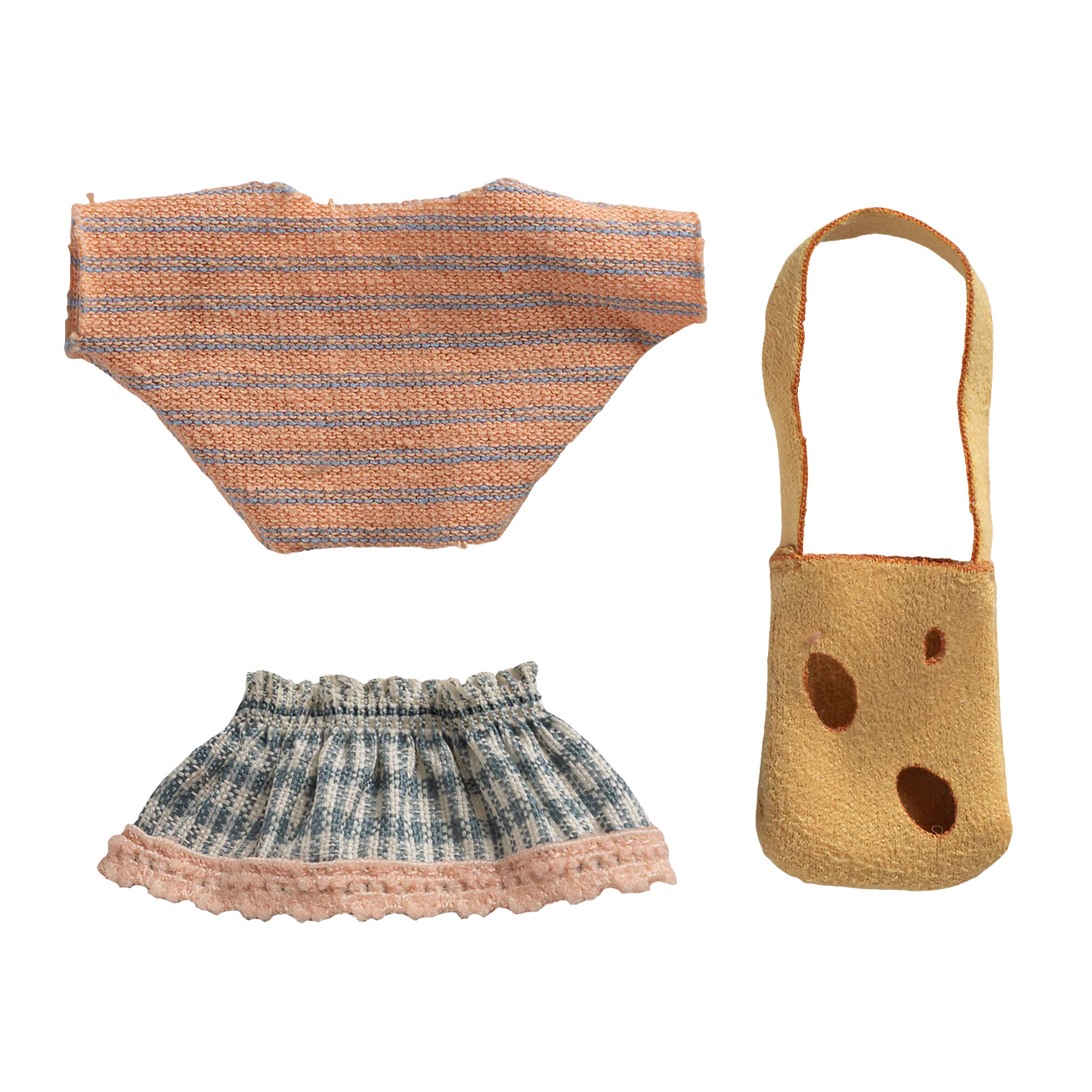 Maileg Little Sister set vestiti topo in cotone con borsa