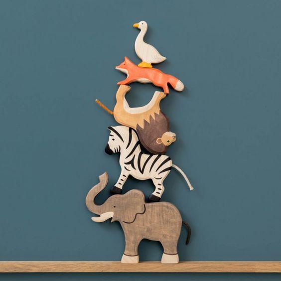 Holztiger Leonessa figura legno 13,5 cm dipinta
