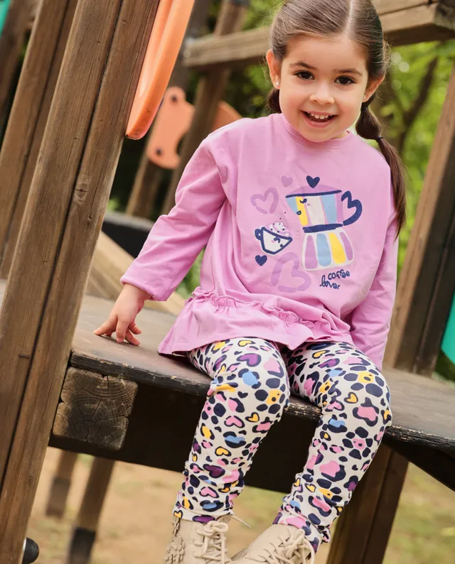Tuc Tuc leggings bambina felpati animalier crudo